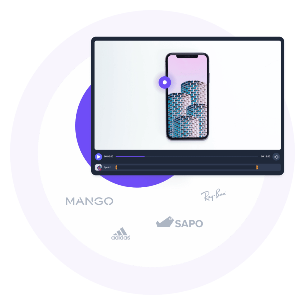 a vertical video on a smartphone with a clickable spot on